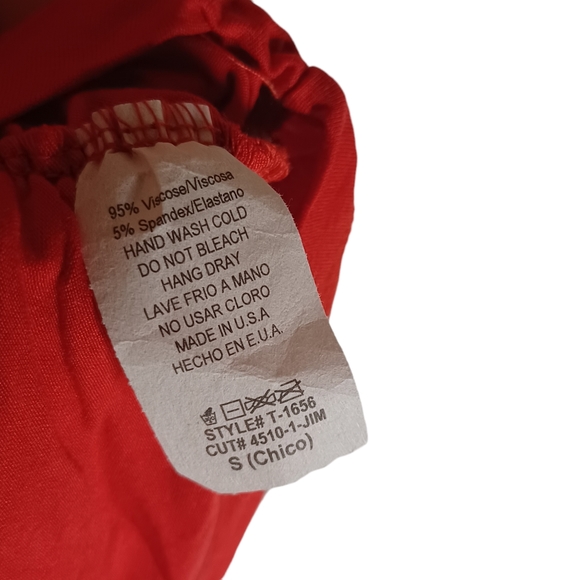 RUBICON Red Strapless Stretchy Asymmetrical Floral Bandeau Top Small NWT - Picture 6 of 9